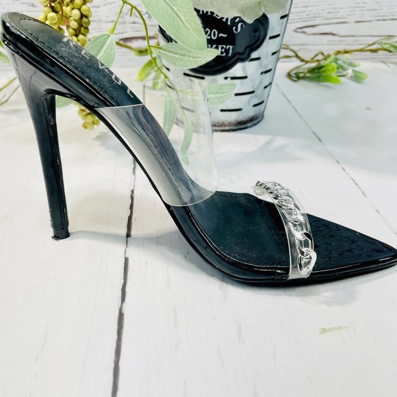 REVOL Trevor-Sc Clear Pointed Toe Pumps Transparent Strap Women Size 6 - Picture 12 of 14